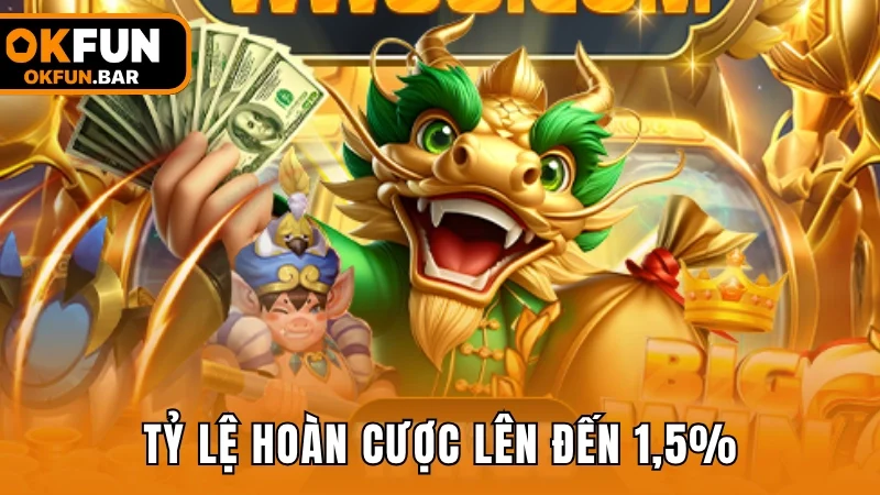 Tỷ lệ hoàn cược tại sảnh săn cá đổi thưởng lên đến 1,5%